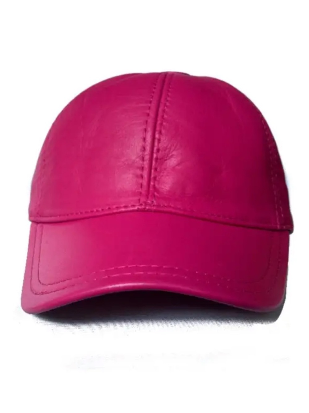 Genuine Leather Unisex Baseball Cap - Adjustable Dad Hat (Hot Pink)